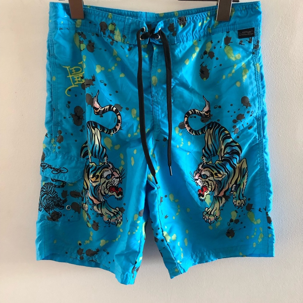 Ed Hardy Men's Blue Swim Shorts